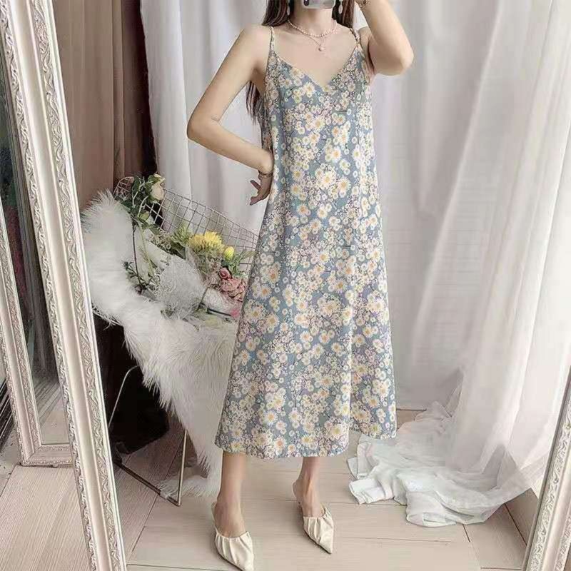 花柄ワンピースデイジー柄シフォンキャミワンピース