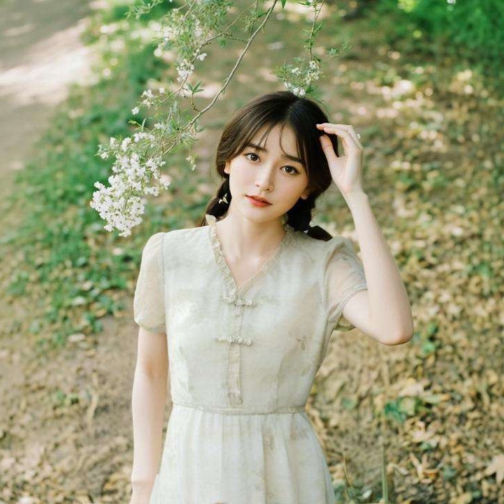 花柄ワンピースシンプル チャイナ風 フリル ワンピース
