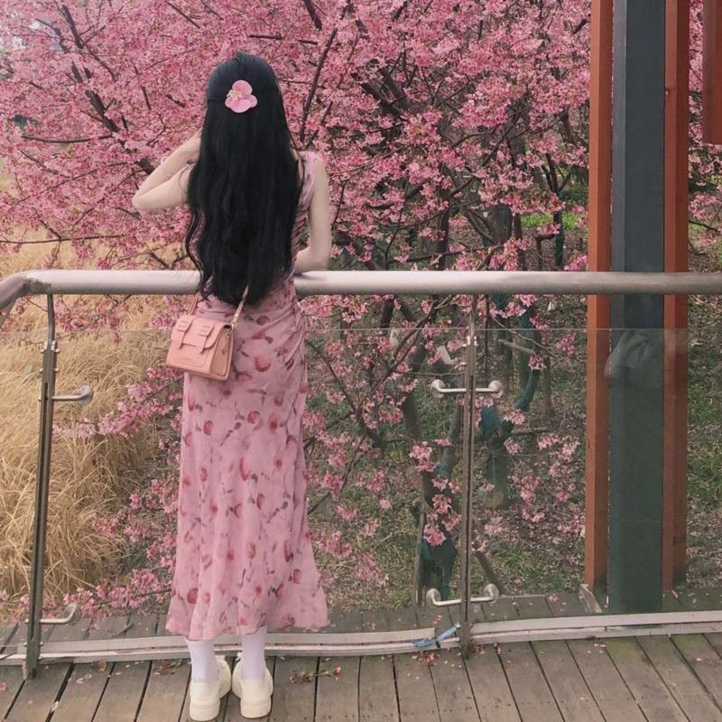 花柄ワンピースシアー花柄キャミソールロングワンピース