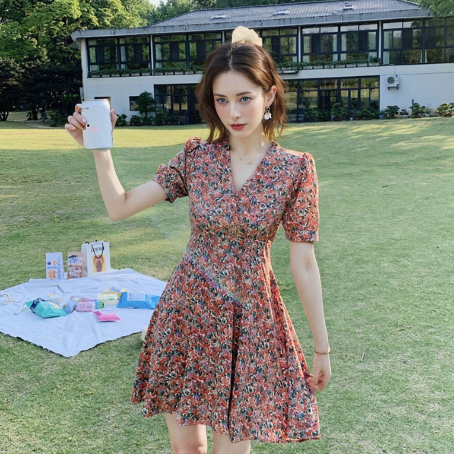 花柄ワンピース 優美な花園の誘惑 ミニワンピース