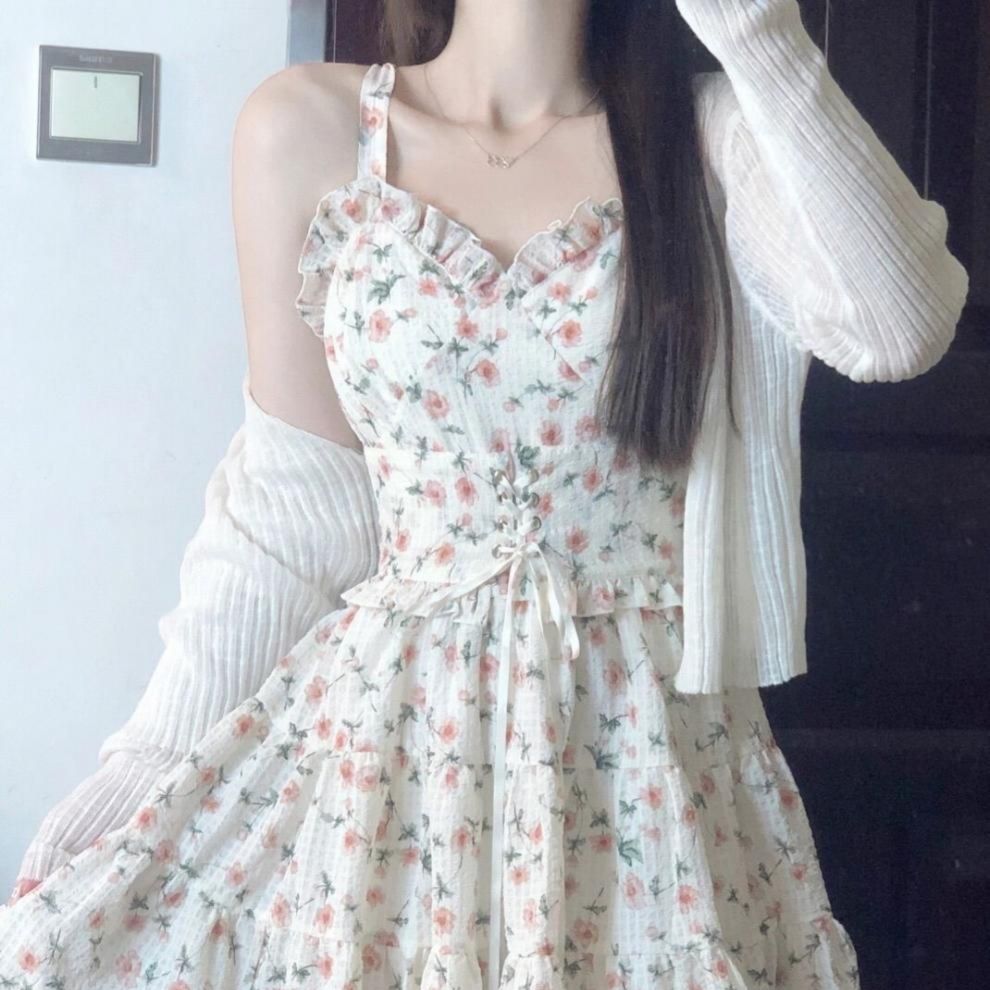 花柄ワンピース 優美な花園コルセットミニワンピース