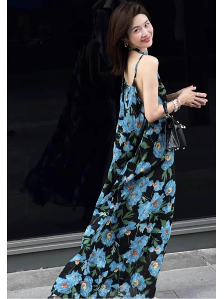 花柄ワンピース大人可愛い花柄ロングワンピース キャミソール