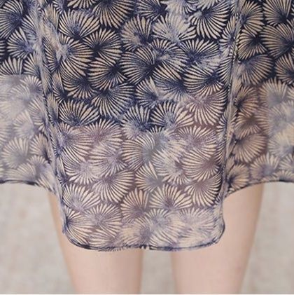 花柄ワンピース 七分袖シアー花柄ミディワンピース