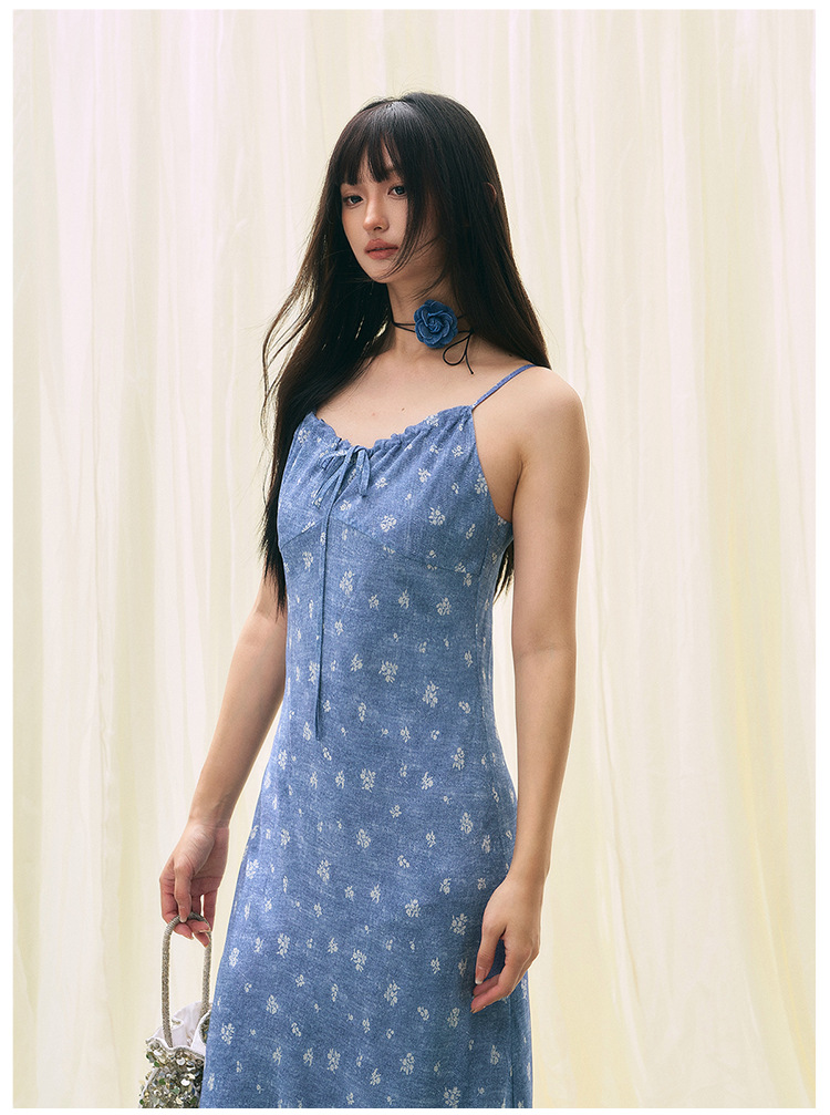 花柄ワンピース 小花リボン付きキャミソールワンピース