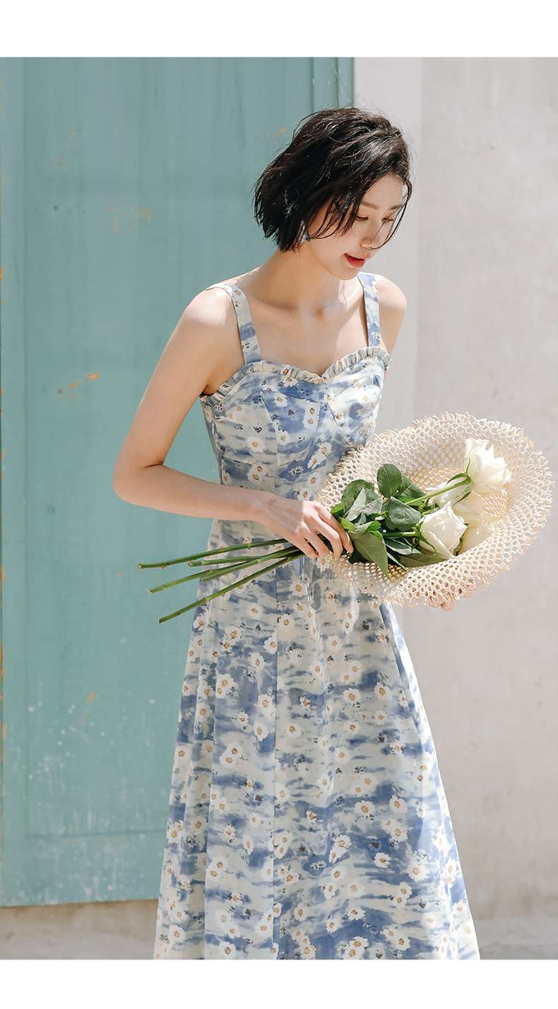 花柄ドレス 涼やかな花園ロングワンピース