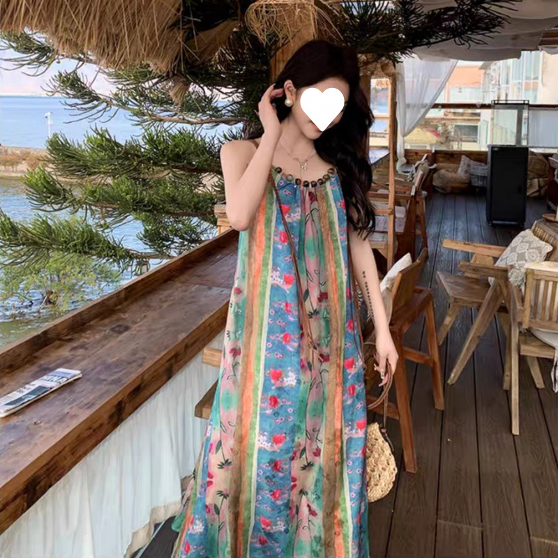 花柄ワンピース 水彩花園 キャミソールロングワンピース