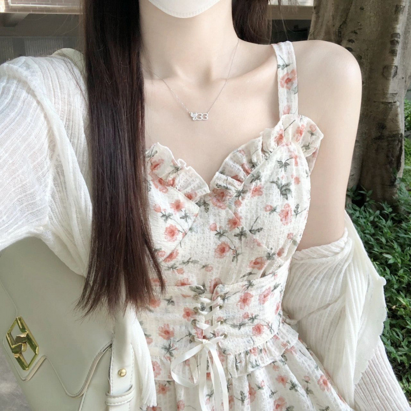 花柄ワンピース 優美な花園コルセットミニワンピース