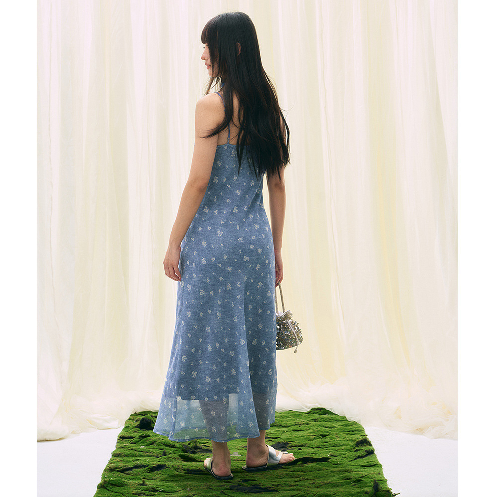 花柄ワンピース 小花リボン付きキャミソールワンピース