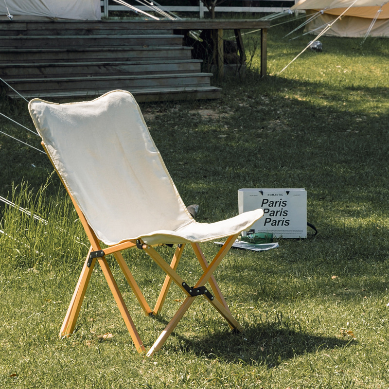 折りたたみ椅子折りたたみ椅子アウトドア 天然木フレーム布張りハイバック折りたたみ椅子