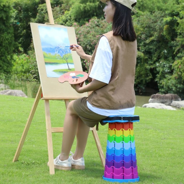 折りたたみ椅子 伸縮式多段階高さ調整付き携帯折りたたみ椅子