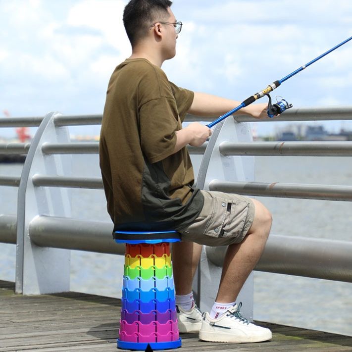 折りたたみ椅子 伸縮式多段階高さ調整付き携帯折りたたみ椅子