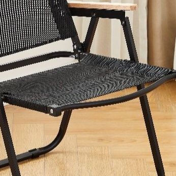 折りたたみ椅子 折りたたみ椅子アウトドア木製肘掛け付き通気性メッシュ折りたたみ椅子