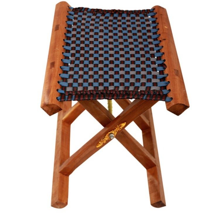 手編み座面付き　木製折りたたみ椅子