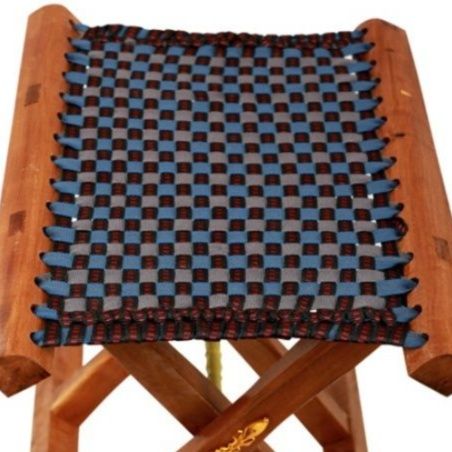 手編み座面付き　木製折りたたみ椅子