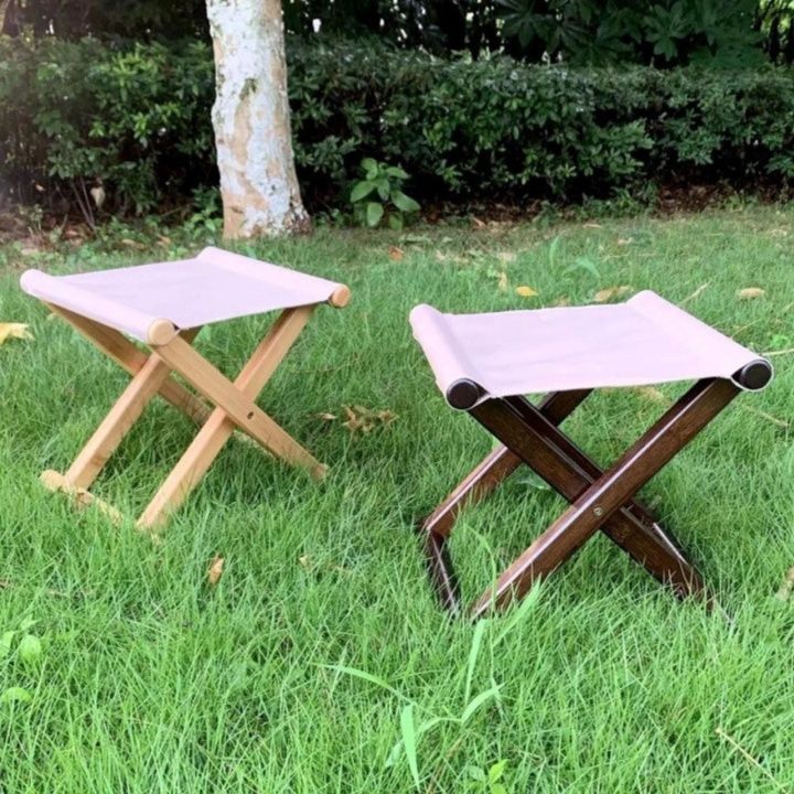 天然木製クロス式　携帯用折りたたみ椅子