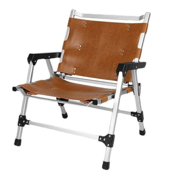 アルミ合金フレーム　PUレザー張り折りたたみ椅子
