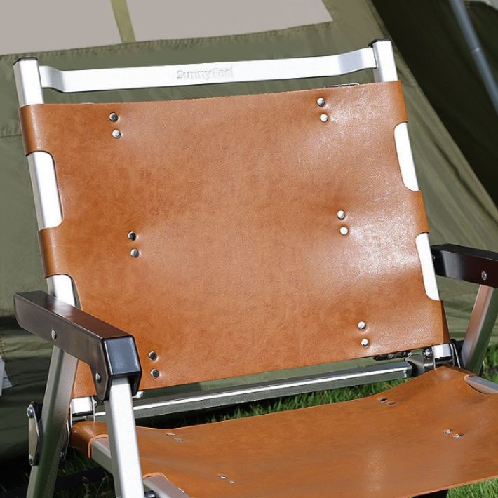 アルミ合金フレーム　PUレザー張り折りたたみ椅子