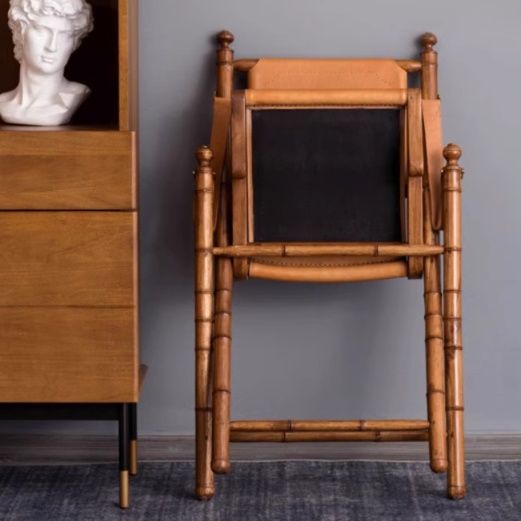 本革×天然木製　高級レザー折りたたみ椅子