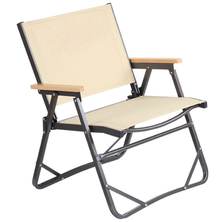 木製肘掛け付きファブリック張り軽量折りたたみ椅子　専用収納袋セット