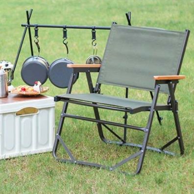 木製肘掛け付きファブリック張り軽量折りたたみ椅子　専用収納袋セット