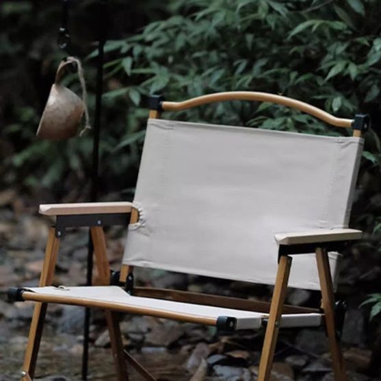 軽量木製フレーム高さ調節ファブリック張り折りたたみ椅子