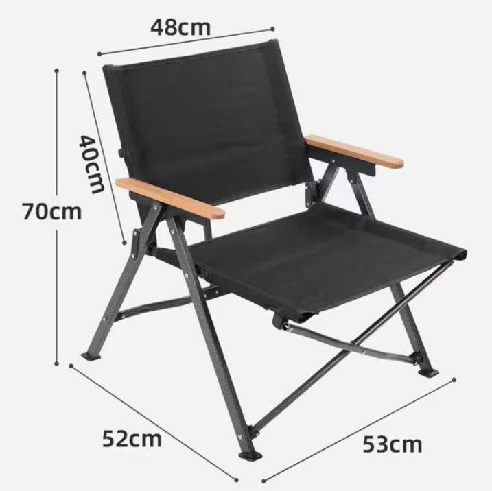 木製肘掛け付き背もたれ調整機能付きアウトドア折りたたみ椅子