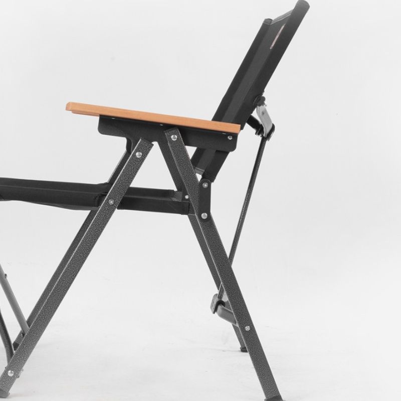 木製肘掛け付き背もたれ調整機能付きアウトドア折りたたみ椅子