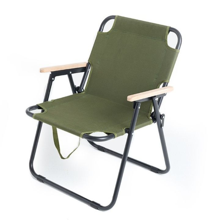  木製肘掛け付き軽量ファブリック張り折りたたみ椅子