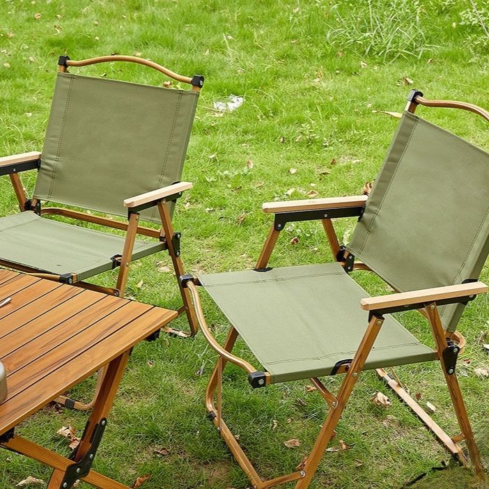 折りたたみ椅子 天然木フレーム肘掛け付きアウトドア折りたたみ椅子
