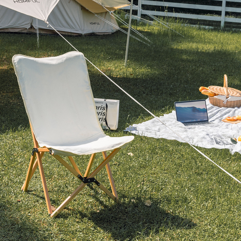 折りたたみ椅子折りたたみ椅子アウトドア 天然木フレーム布張りハイバック折りたたみ椅子