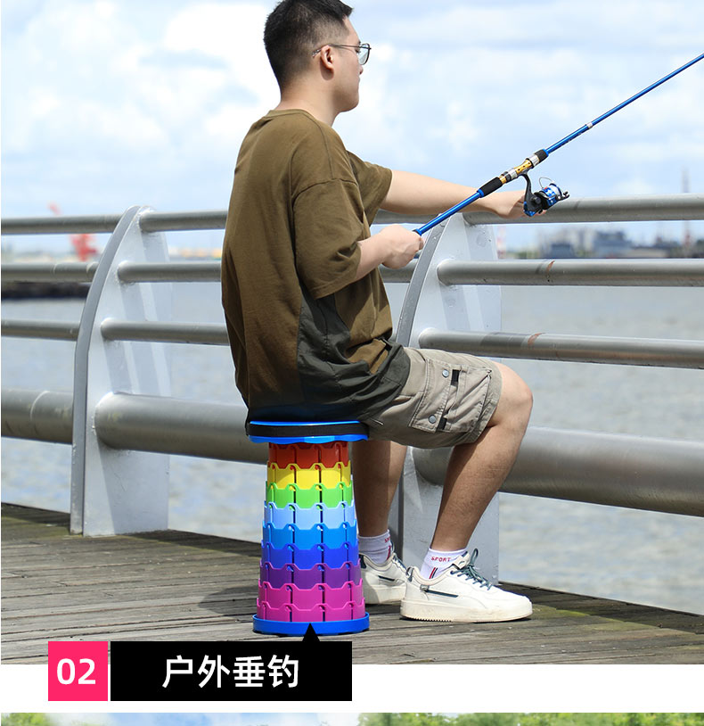 折りたたみ椅子 伸縮式多段階高さ調整付き携帯折りたたみ椅子