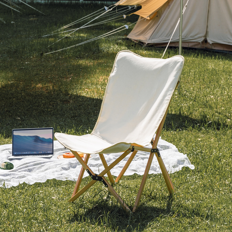 折りたたみ椅子折りたたみ椅子アウトドア 天然木フレーム布張りハイバック折りたたみ椅子