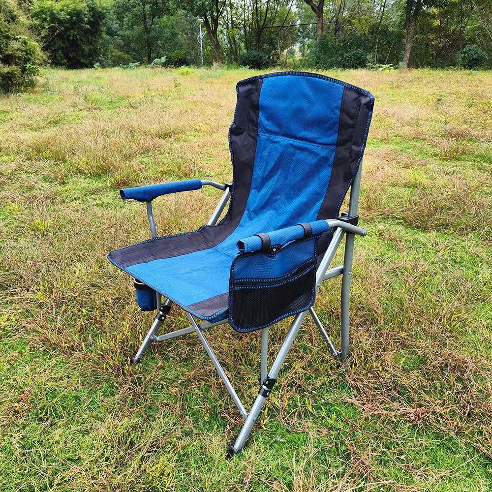 多機能収納ポケット付き肘掛け式折りたたみ椅子
