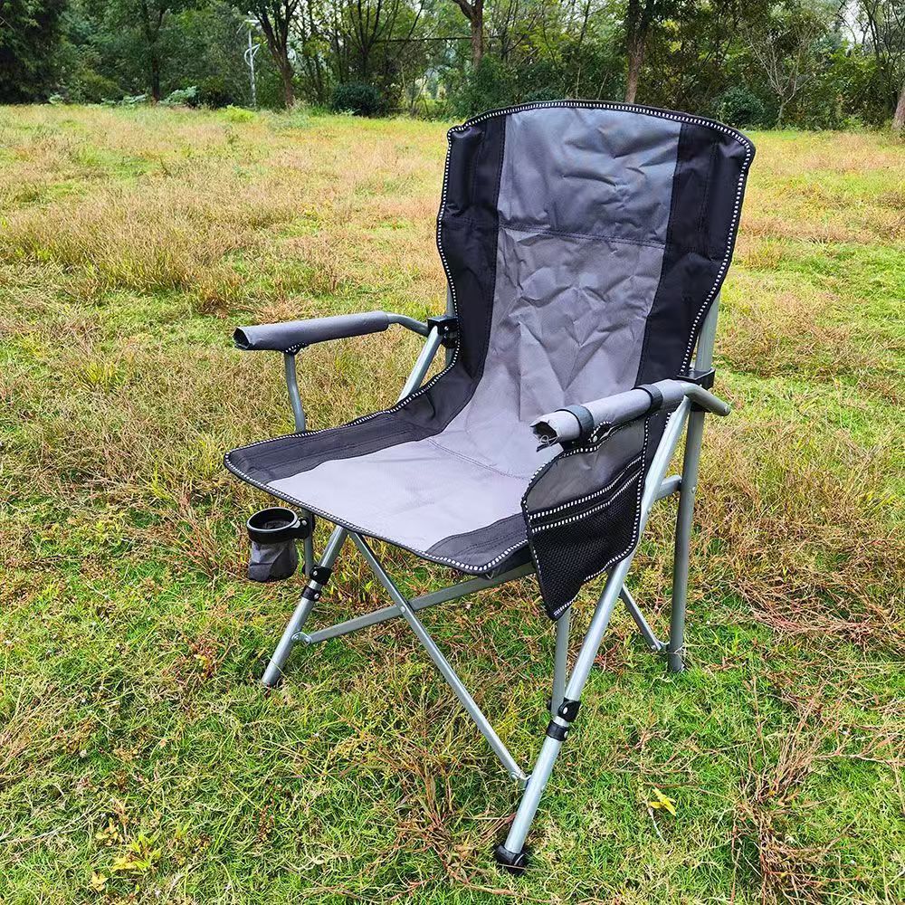 多機能収納ポケット付き肘掛け式折りたたみ椅子