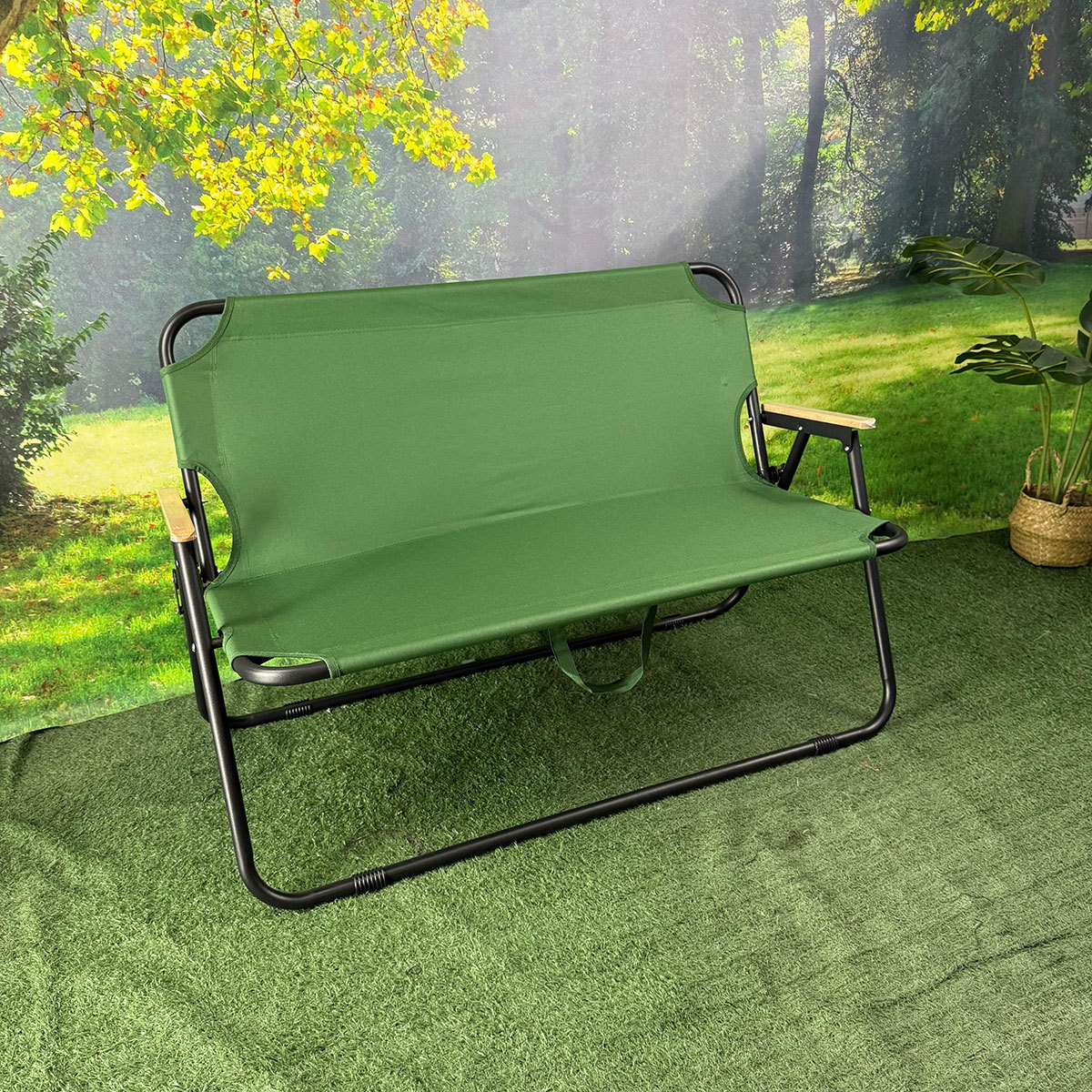 折りたたみ椅子 二人掛け軽量折りたたみベンチ型野外椅子