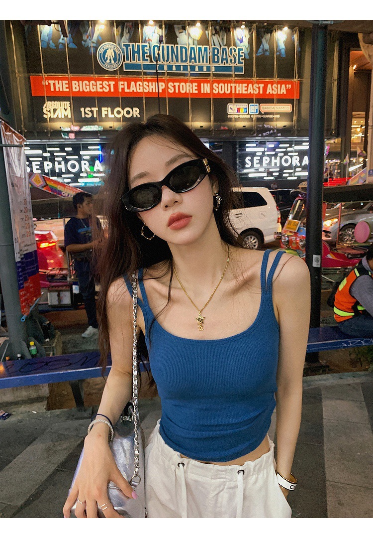 タンクトップ リブ素材美シルエットキャミソール