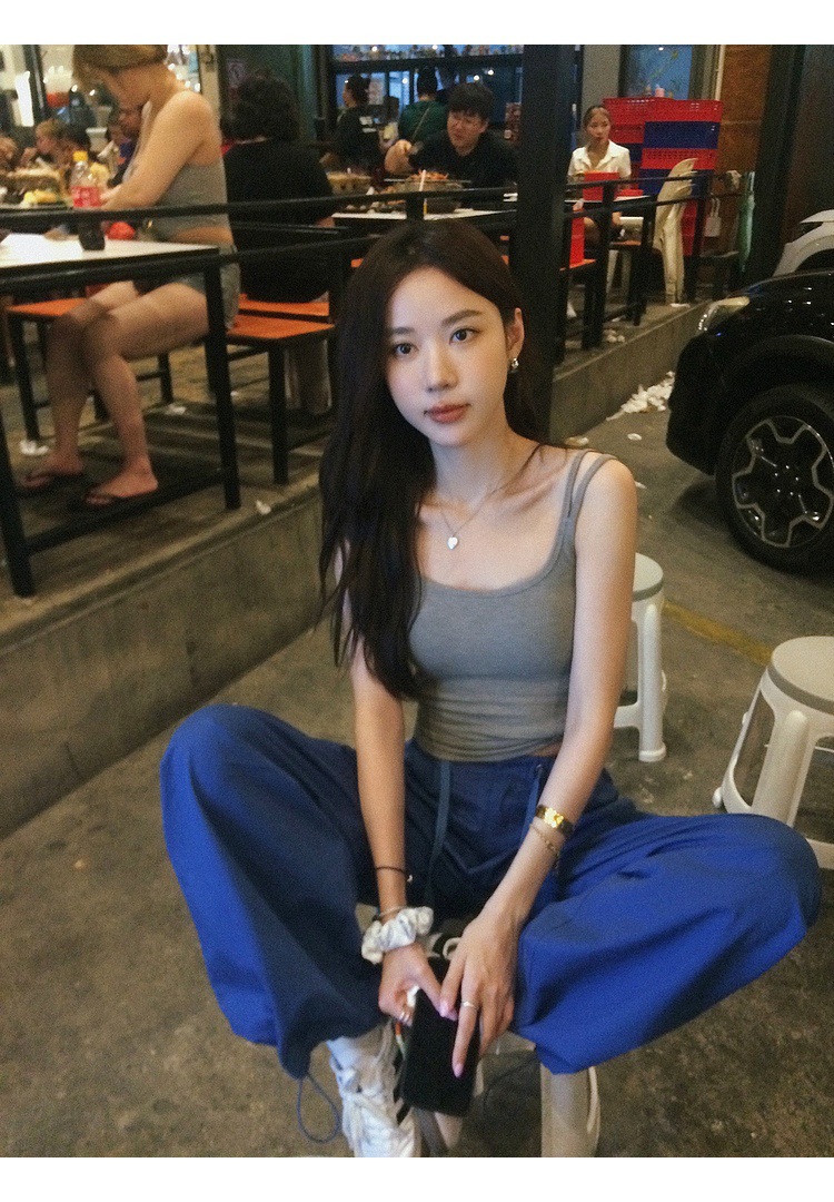 タンクトップ リブ素材美シルエットキャミソール