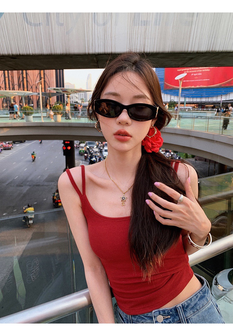 タンクトップ リブ素材美シルエットキャミソール