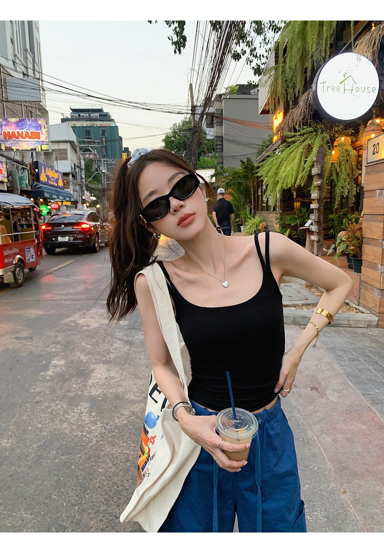 タンクトップ リブ素材美シルエットキャミソール