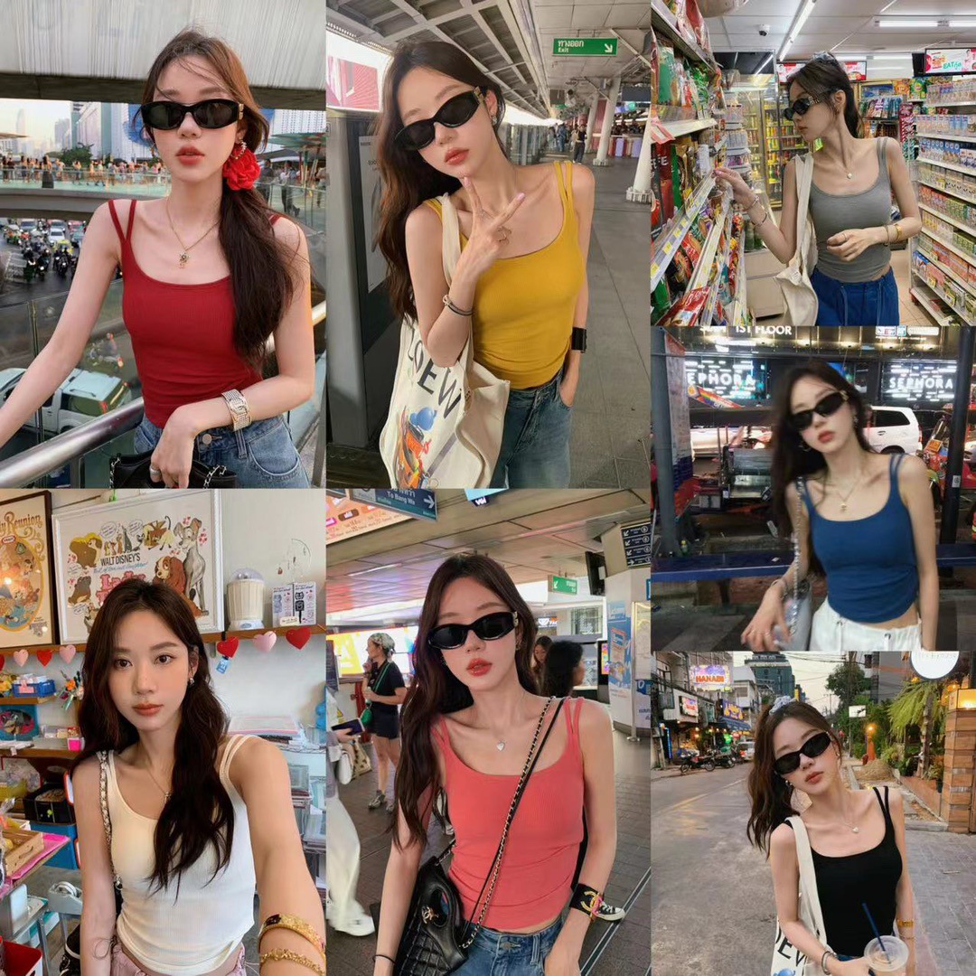タンクトップ リブ素材美シルエットキャミソール