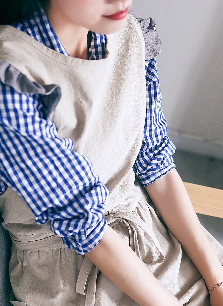 フリルエプロン三段ティアードフリル付き多機能