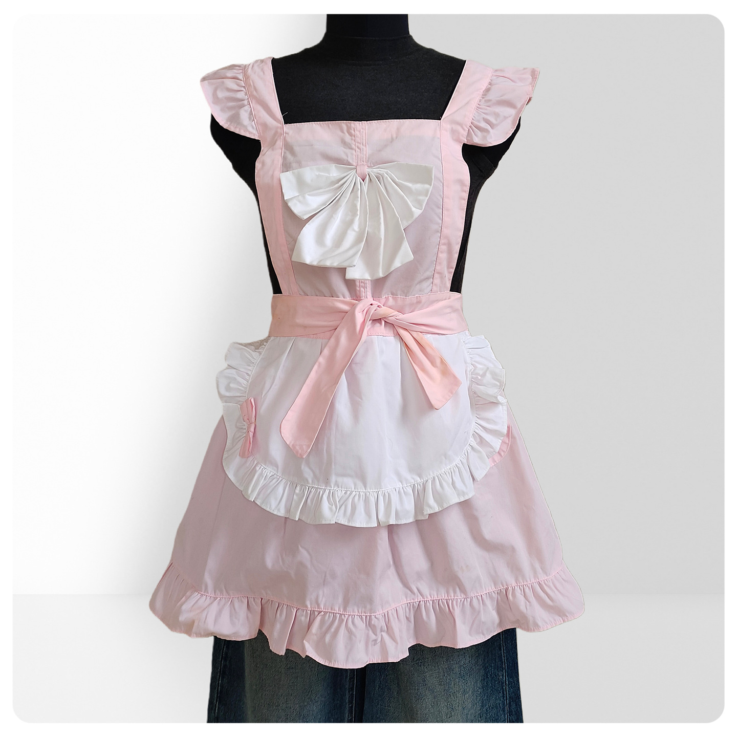 フリルエプロン可憐な大きめリボンと贅沢姫系