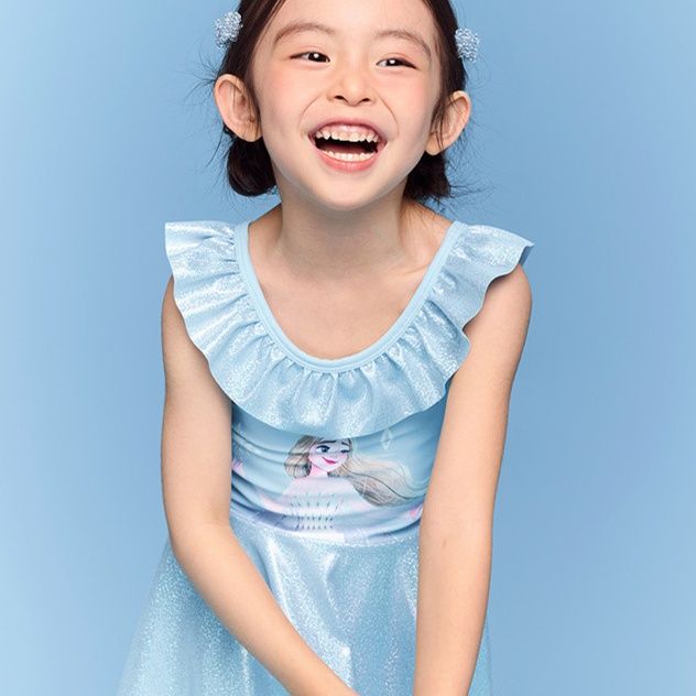 ブルーフリルワンピース水着　子供用