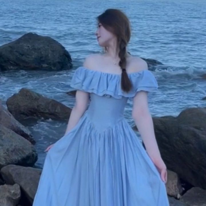オフショルフリルロングワンピース