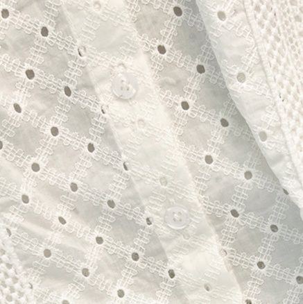 刺繍フリル袖ブラウス 透かし編みレース襟付き