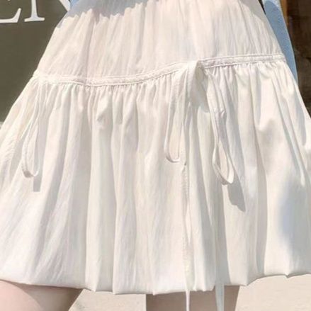 フリルミニ丈スカート ティアードリボン紐付き