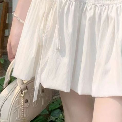 フリルミニ丈スカート ティアードリボン紐付き