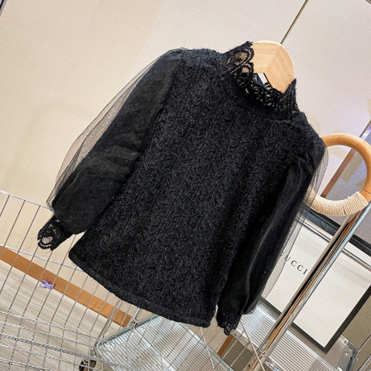 フリル 女の子レース長袖ブラウス 発表会上品韓国子供服