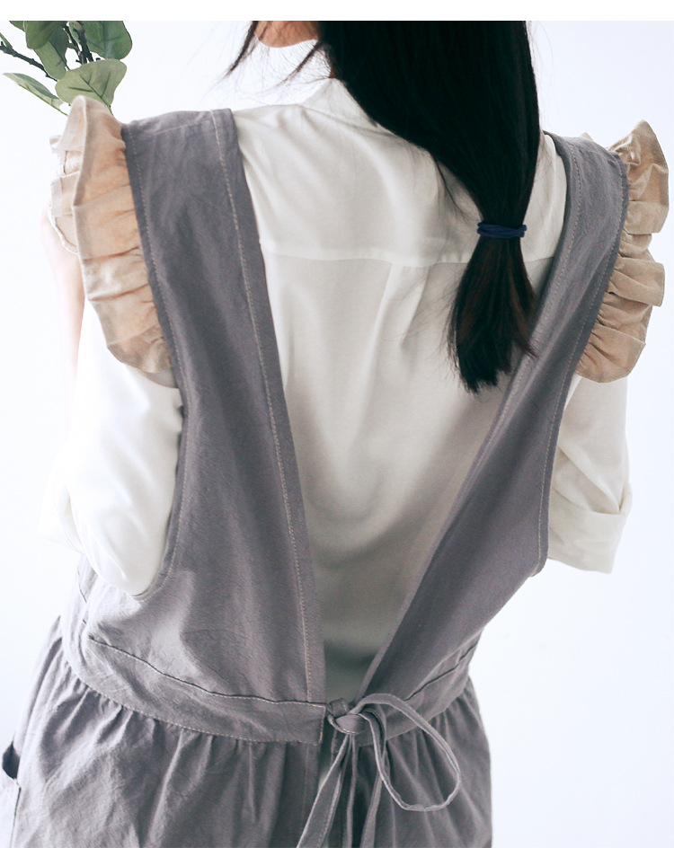 フリルエプロン三段ティアードフリル付き多機能