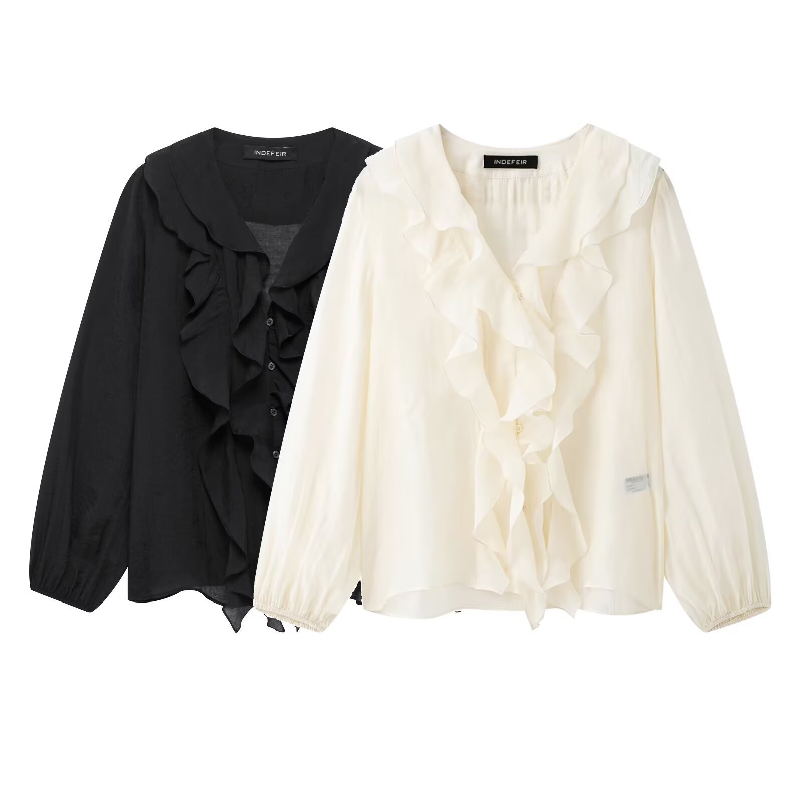 フリルシャツ胸元デザイン長袖